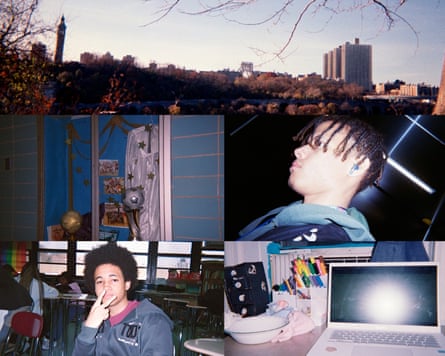 A composite image of school students and views of the city