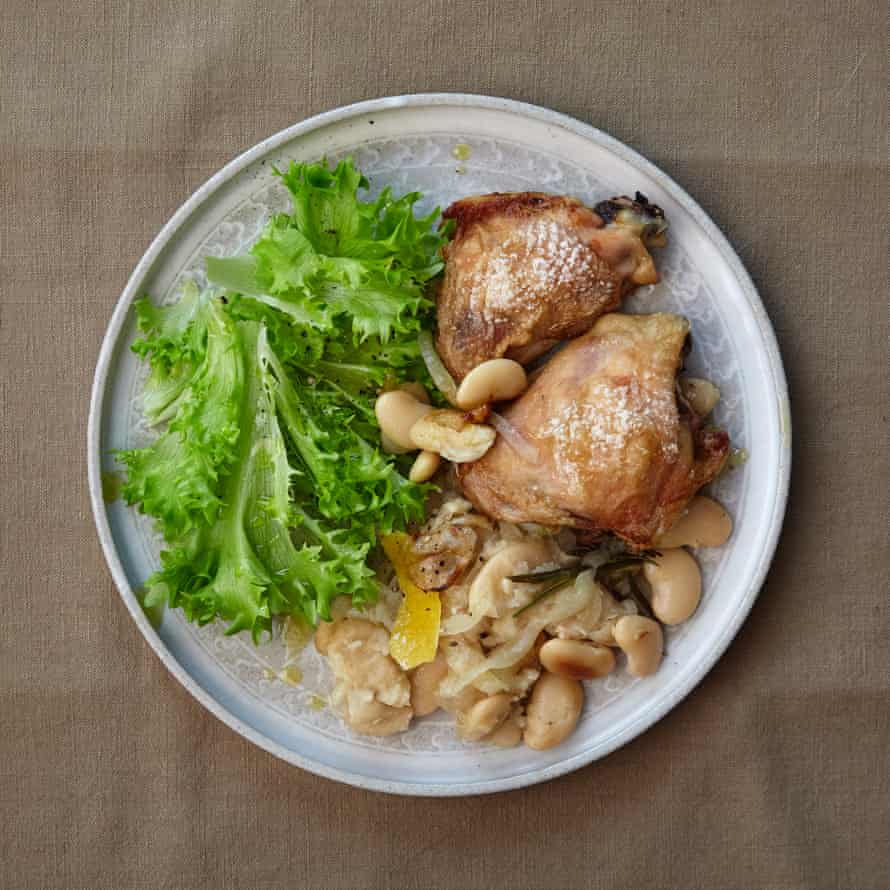 Gill Meller’s chicken with white beans, rosemary, garlic and sage