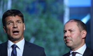 Angus Taylor (left) had talks with the office of then environment minister Josh Frydenberg (right) about the laws at the centre of an investigation into the alleged poisoning of endangered grass on a property owned by a company that he and his brother have an interest.