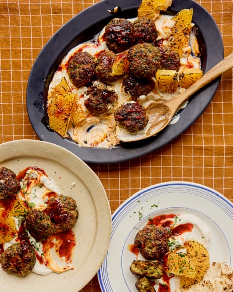 Sabrina Ghayour's recipes for lamb koftas with smoky aubergine