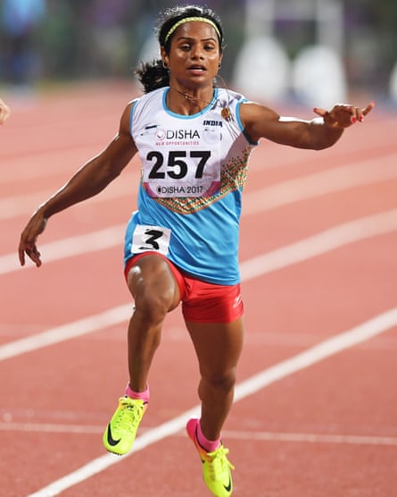 Dutee Chand participates in the Asian Athletics Championships in 2017.