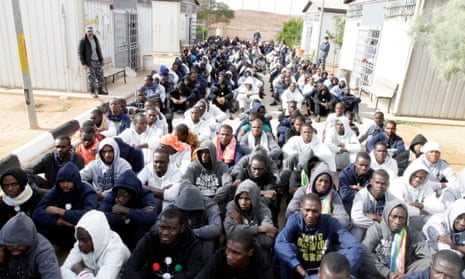 Migrants in a detention camp in Gheryan, outside Tripoli, in 2016 after being detained while trying to reach Europe illegally.