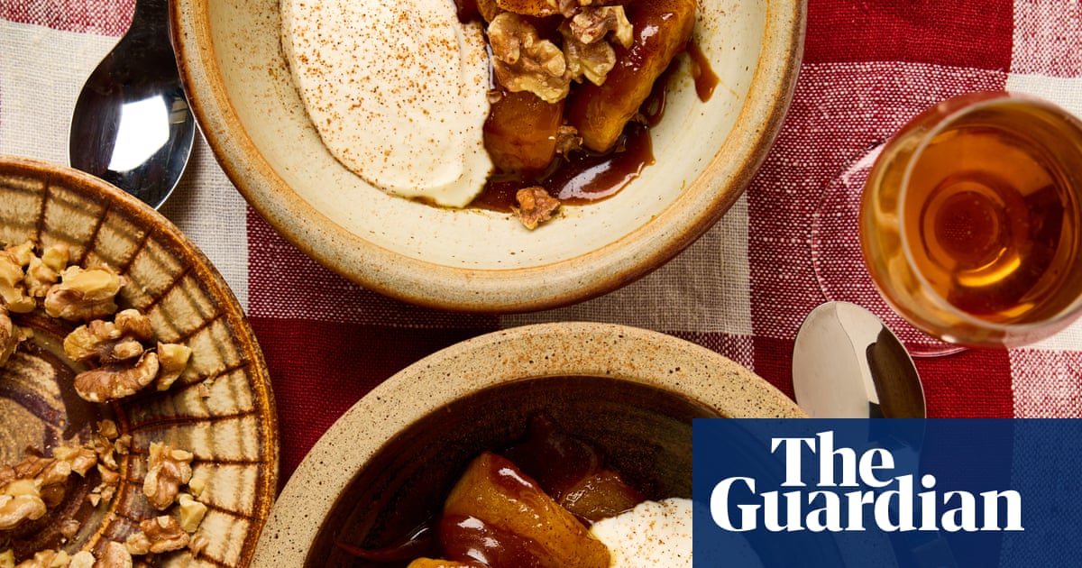 Jackson Boxer’s recipe for roast apples with toffee sauce and soured cream