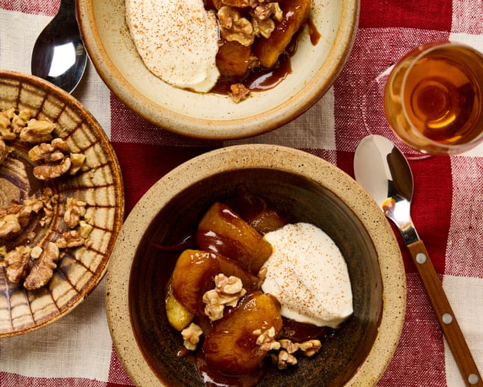 Jackson Boxer’s recipe for roast apples with toffee sauce and soured cream