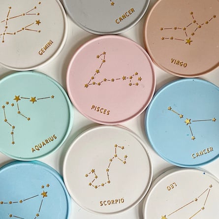 Star sign constellation zodiac gift jesmonite ceramic coaster