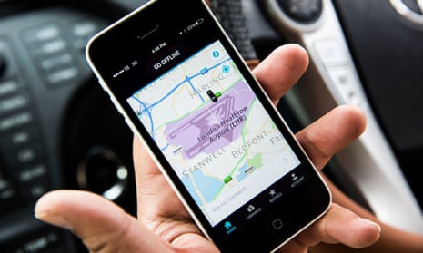 Location, location, location … An Uber driver checks the map.