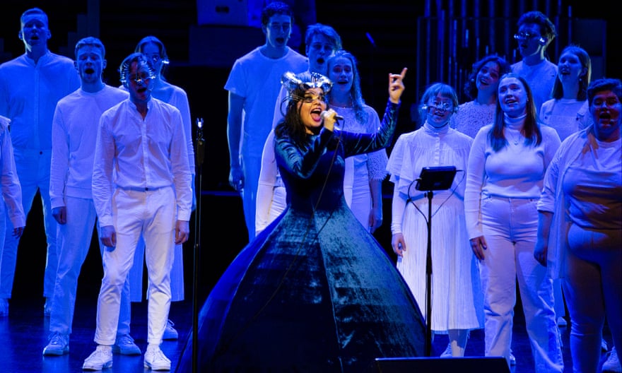 Homecoming queen … Björk on stage at Harpa Concert Hall, Reykjavik, 2021.