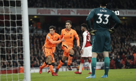 Roberto Firmino celebrates Liverpool’s third.