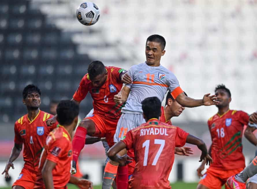 Sunil Chhetri rose to an all-time high during India's match against Bangladesh in Doha last June.