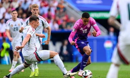 Germany’s Jamal Musiala in action during the 2-0 victory against Hungary.