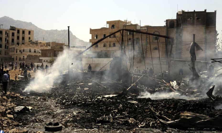 A building destroyed by an Saudi-led coalition airstrike Yemen’s capital, Sana’a, this month.