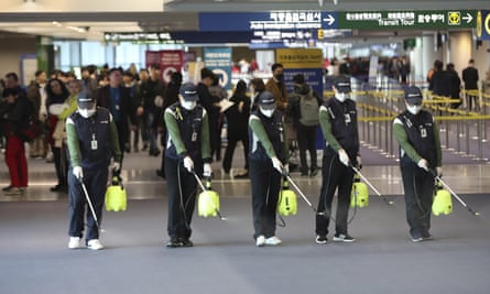 Anti-coronavirus cleaning at Incheon International airport in South Korea on 21 January 2020.