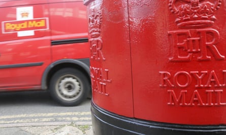Royal Mail post box and van.