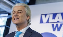 Close-up of Geert Wilders in dark blue suit and light blue tie