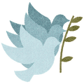 Three doves carrying an olive branch together