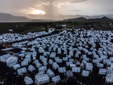 An aerial view of shelters of displaced civilians at Bulengo displacement camp in Goma, DRC