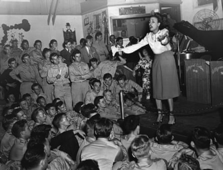 The only African-American pinup … Lena Horne sings for servicemen at the Hollywood Canteen.
