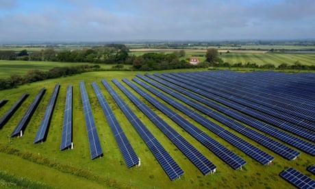 Solar panels on green land
