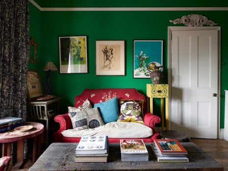 Annie Sloan's green living room.