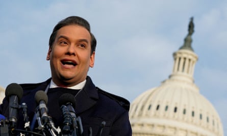 George Santos holds a press conference in Washington.