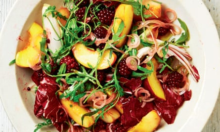Yotam Ottolenghi’s bittersweet peach and pickled blackberry salad.