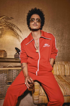 In the grooveFor the launch of his new lifestyle brand, Bruno Mars teams up with Lacoste to become Ricky Regal, his designer alter ego. The collection includes bold tracksuits, polo shirt and shorts co-ords in 70s prints and sliders emblazoned with the Lacoste crocodile. From £20-£180, lacoste.com.