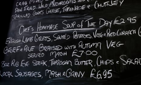 An example of a good prospect ... a menu that changes regularly, with clear, unadorned descriptions and no ‘grazing’ boards. 
