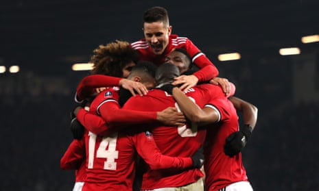 Romelu Lukaku celebrates after scoring United’s second.