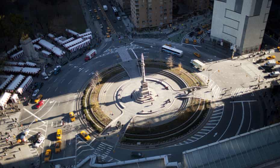The Columbus Circle traffic circle near Central Park in New York City.