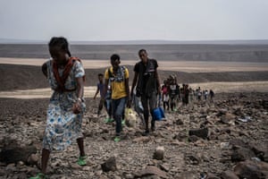 A photo taken in Galafi, on the border between Ethiopia and Djibouti, one of the hottest regions in the world. Hundreds of Oromo refugees fleeing Ethiopia cross the mountains to reach Djibouti