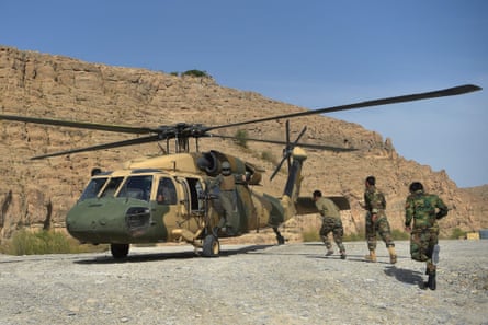 An Afghan Air Force Black Hawk helicopter