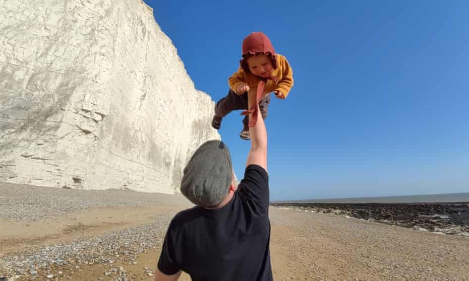 Guardian picture editor Joe Plimmer photographed with his son Stan on their last walk before lockdown at Cuckmere Haven, East Sussex.