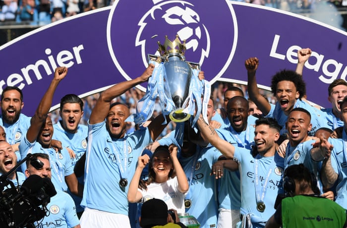 Manchester City Given Premier League Trophy After Draw With Huddersfield Live Football The Guardian