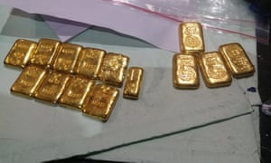Some of the gold seized by authorities at Tamil Nadu airport on 8 October.