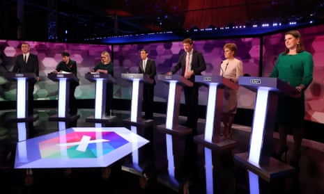 The party representatives line up before the general election debate