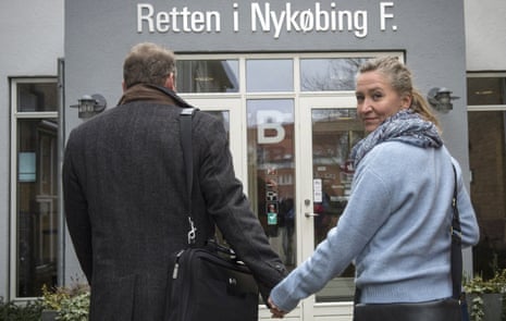 Lisbeth Zornig Andersen and her husband, Mikael, outside the court, in Nykobing Falster, Denmark, where they received a fine of 22,500 Danish Kroner for helping refugees to travel through Denmark.