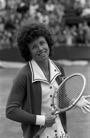 Billie Jean King en Wimbledon en 1975.