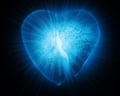An illustration of a cracked, blue heart.