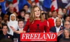 Chrystia Freeland warns of Trump's 'existential risk' to Canada in campaign launch