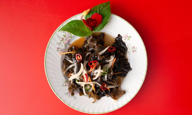 ‘Invigoratingly sharp’: black fungus salad.