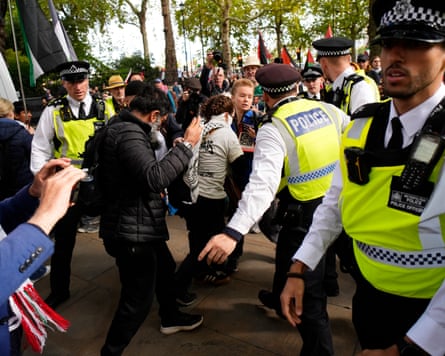 People clash with police