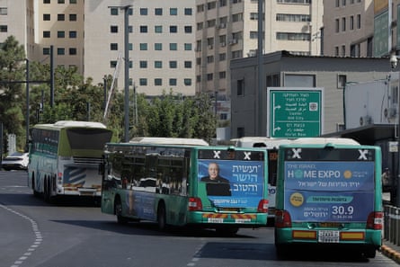 An advert for Gadi Eisenkot on the back of a bus