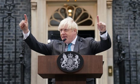 Boris Johnson making his resignation speech outside No 10 Downing Street in September.