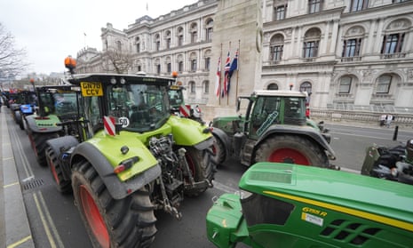 Tractors parked on Whitehall.