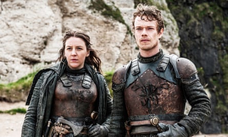 A horse ride to remember … as Yara Greyjoy, with Alfie Allen as Theon, in Game of Thrones.