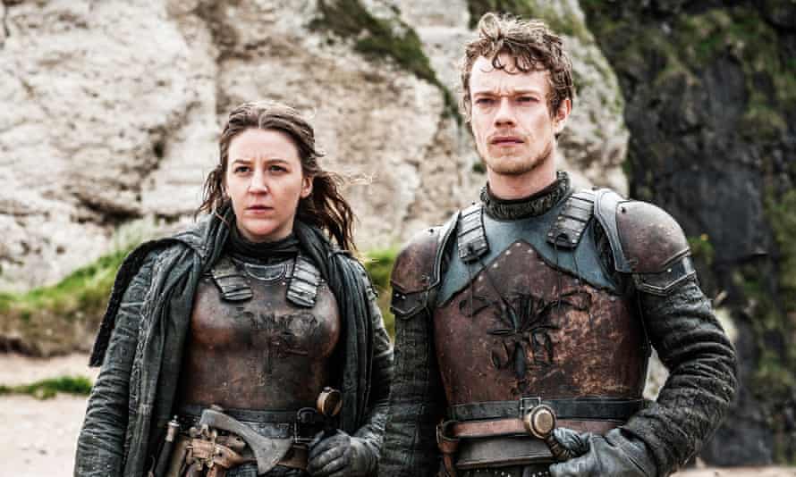 A ride to remember… as Yara Greyjoy, with Alfie Allen as Theon, in Game of Thrones.