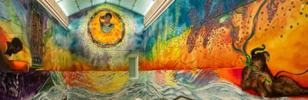 ‘Beyond words’ … Chris Ofili’s Requiem, installed on the walls of Tate Britain’s north staircase.