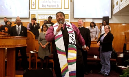 William Barber speaks at Stone Temple Missionary Baptist Church on 12 October 2017 in Chicago, Illinois.