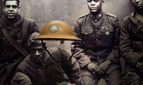 A helmet from the first world war Harlem Hellfighters on display at the new Smithsonian museum in Washington, which opens 24 September. 
