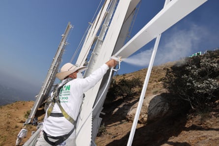 The Hollywood Sign gets repainted ahead of its 100th Anniversary.